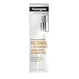 Neutrogena Rapid Tone Repair Retinol + Vitamin C Dark Spot Corrector Face Serum, Daily Anti-Wrinkle Dark Spot Corrector to Brighten & Even Tone, Mineral-Oil & Dye-Free, White, 1 oz