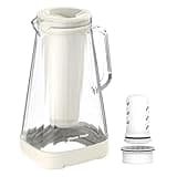GLACIER FRESH 10 Cup Glass Water Pitcher with 1 Ultrafiltration Membrane and Activated Carbon Filter, Reduces 99% Chlorine, PFOA&PFOS, Coliforms, White