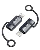 BOUTOP [MFi Certified] 3A 36W USB C to Lightning Adapter, USBC to Lightning Adapter Support Data Sync/PD Fast Charging Compatible with iPhone iPad AirPods, with Anti-Lost Holder - 2 Pack