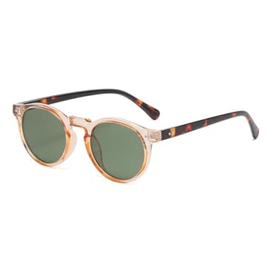 Gleyemor Fashion Polarized Round Sunglasses for Men Women Retro Vintage Acetate Frame Sunglasses (Clear Orange/G15 Green)