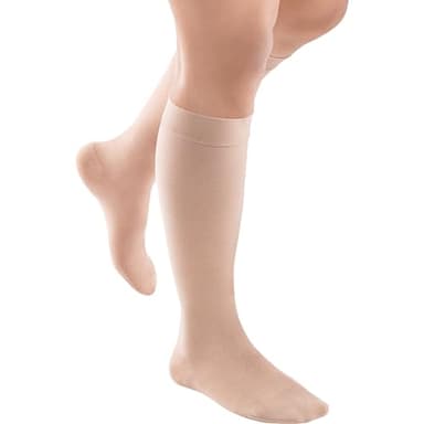 JOBST ACTIVA Opaque 15-20 mmHg Compression Socks for Women and Men, Knee High, Closed Toe, Silky Beige, Medium