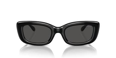 COACH Women's HC8390U Sculpted C Hardware Universal Fit Rectangular Sunglasses, Black/Grey Solid, 51 mm