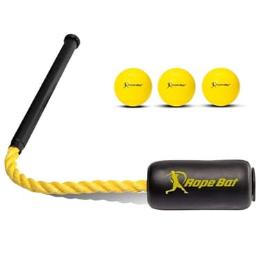 Rope Bat - The Original Patented Rope Bat Swing Trainer w/ 3 Soft Training Balls – Baseball & Softball Swing Trainer, Training Tool, Batting Aid