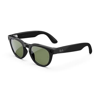 Ray-Ban Meta (Gen 2), Headliner, Shiny Black | Smart AI Glasses for Men, Women — 2x Battery Life — 3K Ultra HD Resolution — 12 MP Ultra-Wide Camera, Audio, Video — Green Lenses — Wearable Technology