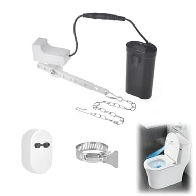 Automatic Toilet Flusher Kit for Side Front Angled Mount, Rechargeable Toilet Flusher Replacement Kit with Touchless Infrared Sensor, Universal Tank Fit for Seniors and Kids, No-Tool DIY Installation
