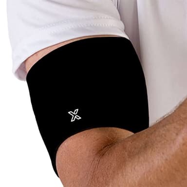 Bicep Support Brace for Tendonitis, Biceps Strains, Triceps Strains, Prevention- Upper Arm Compression Sleeve For Pain Relief - Bicep Tendonitis Brace (Black, Medium)