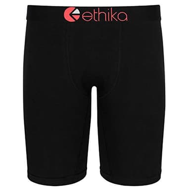 Ethika Men’s Boxer Brief, Knee Length, 4-Way Stretch Performance Underwear (Solid)– Black Seal (BLK, M)
