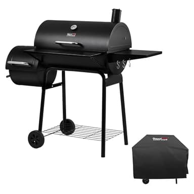 Royal Gourmet CC1830SC Charcoal Grill Offset Smoker with Cover, 823 Square Inches, Black, Perfect for Backyard Cooking, Outdoor Camping