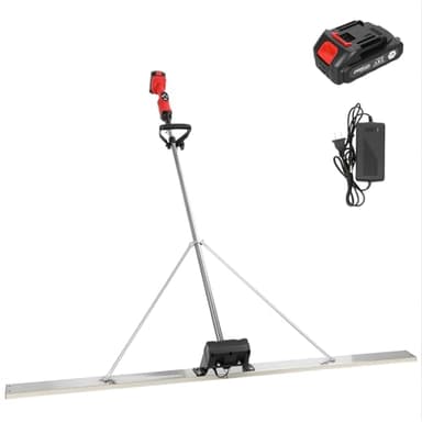 High Power Concrete Screed Vibratory Kit - Concrete Finishing Tool with 59" Stainless Steel Board, Cordless Electric Screed Cement Finishing Vibrating Machine with 4800mAh Battery, 9 Gears Adjustable