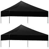 Amylove 2 Pieces 10x10 Canopy Replacement Top Waterproof Canopy Cover Replacement Pop up Outdoor Tent Parts for Garden Patio Camping Sun Protection, Top Only(Black)