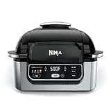 Ninja AG300 4-in-1 Indoor Grill with 4-Quart Air Fryer with Roast, Bake, and Cyclonic Grilling Technology