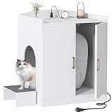 Gitelsnour Litter Robot Enclosure with Pedal, Large Litter Robot Cabinet with Charging Station, Automatic Litter Box Enclosure, Modern Hidden Self Cleaning Litter Box Furniture xl xxl, White GCLB005WT