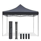 Sweetcrispy Canopy Tent 10x10 Pop Up Canopy Heavy Duty Canopy Tents for Parties Backyard Waterproof Portable Tent Pop Up Shade Canopy with Sand Bags Dark Grey