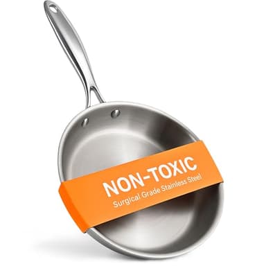 Ziruma Non-Toxic 8" Surgical Grade Stainless Steel Frying Pan, Fully Clad for Fast & Even Heat, PFOA-Free, Induction Compatible, Oven Safe to 500°F