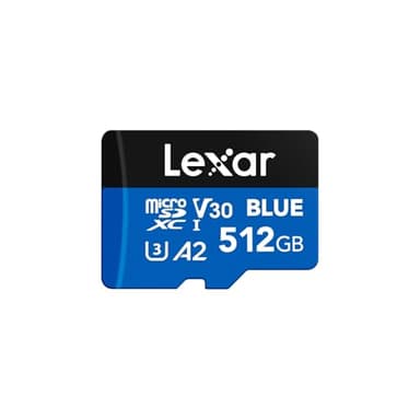Lexar 512GB Blue Micro SD Card Up to 160MB/s, microSDXC UHS-I Memory Card with SD Adapter, C10, U3, A2, V30, Full HD, 4K UHD, High Speed TF Card
