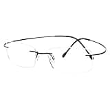 Agstum Titanium Rimless Flexible Frame Hingeless Optical Eyeglasses Clear Lens (Black, Non-Prescription Clear Lens / 55)
