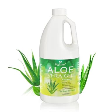 BIGHTURE Aloe Vera Gel, 100% Aloe Vera Extracted from Freshly Cut Pure Aloe Leaves, Pure Aloe Vera Gel for Skin Care like Deeply Soothing, Firming, After Shave, Sunburn Relieve(Family Pack)