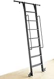 HARDJULAN 96“ Telescopic Sliding Library Ladder with Handrail – Lightweight Aluminum Rolling Ladder with Braking Wheels, 4FT Hook Ladder Track Kit for Home, Loft, and Bookshelves