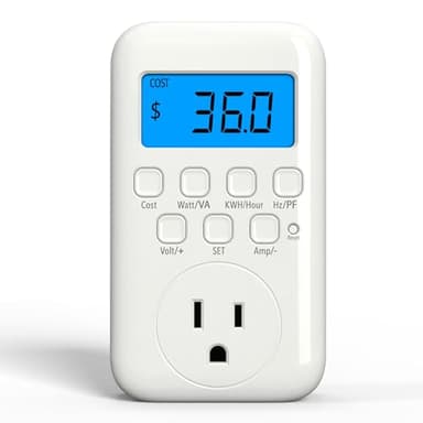 HBN Watt Meter Plug with Backlight, Plug-in Socket Power Meter Electricity Usage Monitor Consumption Home Electrical Energy Monitor, Voltage Amps Wattage Electricity Usage Tester, 9 Display Modes