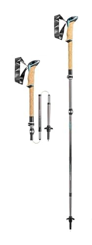LEKI Cressida FX Carbon Collapsible Lightweight Walking Poles for Trekking & Hiking - Brown-Lightblue-Metallic - 100-120 cm