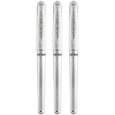 Uni-Ball UM 153 Signo Broad Point Gel Pen - White - Pack of 3