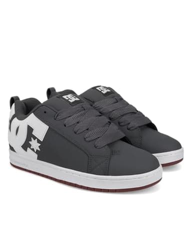 DC Men's Court Graffik Skate Shoe, Grey/White, 11