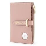 Airtag Passport Holder for Women, RFID Blocking Travel Passport Case with Credit Card Holders, Bifold Air Tag Wallets for Ladies, Slim Thin Leather Passport Wallet with Zipper Pocket, Pink