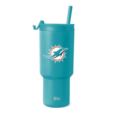 Simple Modern Officially Licensed NFL Miami Dolphins 30 oz Tumbler with Flip Lid and Straws | Insulated Cup Stainless Steel | Gifts for Men Women | Trek Collection | Miami Dolphins