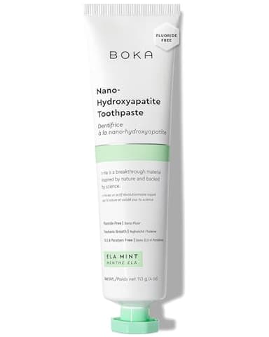 Boka Fluoride Free Toothpaste, Nano Hydroxyapatite Toothpaste, Appropriate for Sensitive Teeth - for Adult Oral Care - Ela Mint Flavor, 4 Fl Oz 1Pk US Manufactured