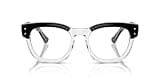 Ray-Ban RX0298V Mega Hawkeye Square Prescription Eyewear Frames, Black On Transparent/Demo Lens, 48 mm