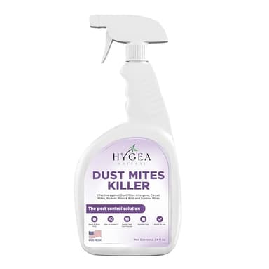 Hygea Natural Dust Mite Killer Spray - Eliminates Dust, Carpet, Rodent, Bird, Scabies Mites - Safe for Home, Children, Pets, Bedding & Furniture, 24 oz, Unscented