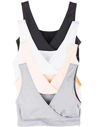 Caramel Cantina 4 Pack Nursing Maternity Women’s Sleep Comfort Bralette Bra (X-Large, Basics)