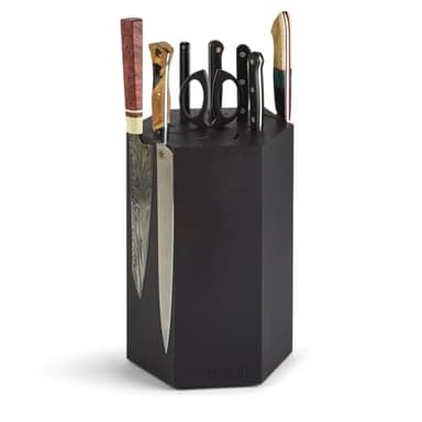 360KnifeBlock® MAX (black) ROTATING Magnetic Knife Block - MAX 12" tall with an array top slots SeriousEats/Food&Wine/ATK BEST Universal Knife Block - handmade in Washington