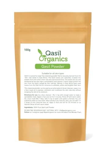 Qasil Organics – 100% Pure Qasil Leaf Powder – Deep Pore Cleansing Facial & Body Mask– Clears Blemishes, Blackheads and Clogged Pores for Clear Skin - 3.5 oz