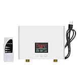 Tankless Water Heater Electric with Remote, On Demand Under Sink Hot Water Heater Electric 110V with LED Display - Automatic Control System - Fault Self-Test Function (3000W Pure White, Pure White)