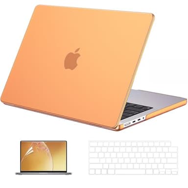 EooCoo Case Compatible with MacBook Pro 14 inch 2026-2021 M5-M1 Pro/Max Chip, Ultra Anti-Fingerprint, Anti-Scratch, Frosted Hard Shell Cases with Keyboard Cover, Screen Protector - Matte Cosmic Orange