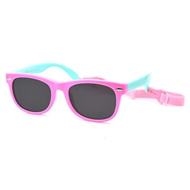 JUSLINK Flexible Polarized Baby Sunglasses for Toddler and Infant with Strap Age 1-6(Pink+Green)