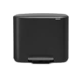 Brabantia Bo Pedal Bin - 3 x 11L Inner Buckets (Matt Black) - Waste/Recycling Kitchen Bin - Soft Closing Lid