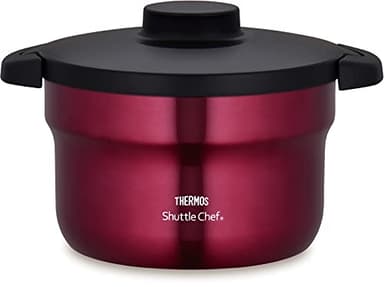 Thermos KBJ-3001 R Shuttle Chef Vacuum Insulated Cooker, 0.8 gal (2.8 L) (3 to 5 People), Red, Cooking Pot Fluorine Coating