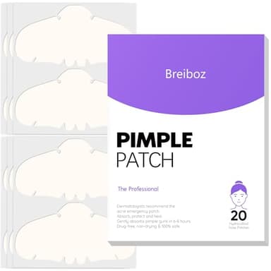 Breiboz Pimple Patches for Nose, Nose Pore Patches, XL Hydrocolloid Acne Patches Cover Zit Blemishes & Absorb Oil with Tea Tree, Salicylic Acid & Cica Oil | 20 Patches
