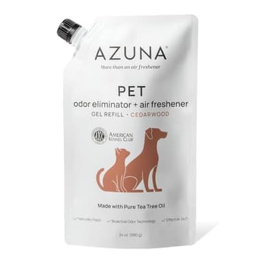 Azuna Pet Odor Eliminator for Strong Odor Gel | Plant Powered Australian Tea Tree Oil | Dog and Cat Room Deodorizer | Pet and Child Friendly | Cedarwood Scent | 24oz Refill