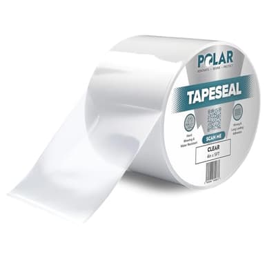 Polar TapeSeal Clear - 4" x 5 ft | Rubberised Waterproof Tape for Leaks & Cracks on Roofs, PVC Pipes, Downpipes, Plumbing & Gutters | All-Purpose Indoor & Outdoor Sealant Tape for Lasting Protection