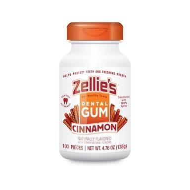 Zellie's | 100% Xylitol Cinnamon Chewing Gum | No Aspartame, Gluten Free, Vegan & Kosher (100 Count - Pack of 1)