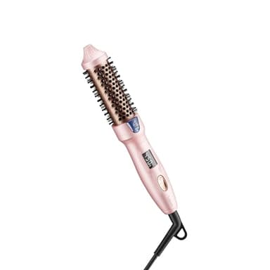 Lafesro Thermal Brush, MINI & Tiny 1 Inch Ionic Curling Brush for Shiny Hair, Tourmaline Ceramic Ionic Curling Iron Brush for Short to Medium Hair, Adjustable Temperature, Dual Voltage, Compact-Size