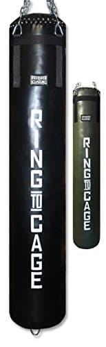 Muay Thai 6ft Heavy Bag Double-End - Filled or Un-Filled for Muay Thai, MMA, Kickboxing, Boxing (Black, Un-Filled)