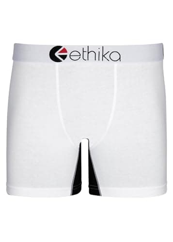 Ethika Men’s Mid Boxer Brief, 4-Way Stretch Performance Underwear - White OG - Contrast (WHB, S)