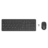 HP 330 Wireless Keyboard and Mouse Combo - 2.4 Ghz Wireless USB Receiver - Chiclet Keys, 12 Keyboard Shortcuts - 1600 DPI Multi-Surface Mouse - LED Num Lock, Caps Lock, Scroll Lock (2V9E6AA)