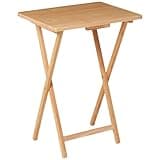 ReMoiz Folding TV Tray Table, Indoor Single Tables for Small Space, Stable Solid Wood Construction Space Saving, 19"" L x W 15"" W x 26"" H (Natural), RT408