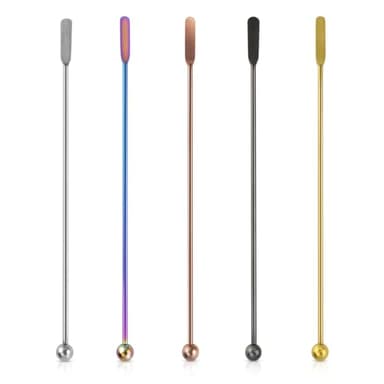 Coffee Stick Stainless Steel Swizzle Stick Reusable Metal Stir Sticks Cocktail Coffee Drink Stirrer Spoon Beverage Cocktail Stirrers Stir with Small Rectangular Paddles Stirring Bar Set(7.73inch long)