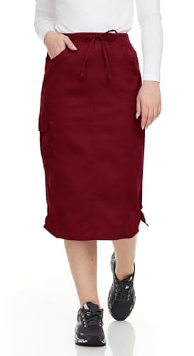 MediChic Women's Stretch Scrub Skirt - 5-Pocket, Comfortable & Durable Workwear Skirt for Healthcare, Medical Nurse, Wine